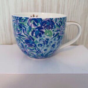 2 Lilly Pulitzer 12-oz Blue Floral Ceramic Cappuccino Cup Coffee Mug